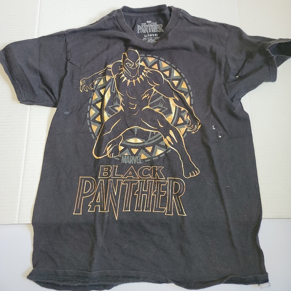 Marvel 10/12 Sz L Black Gold Black Panther T Shirt